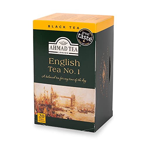 Ahmad Tea English Tea No. 1 Black Tea Bags - 20 Count, Award-Winning, Subtle Bergamot Flavored