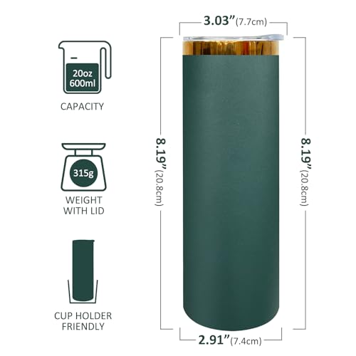 20 oz Skinny Tumbler with Lid and Straw - Green Gold Plated 8 Pack