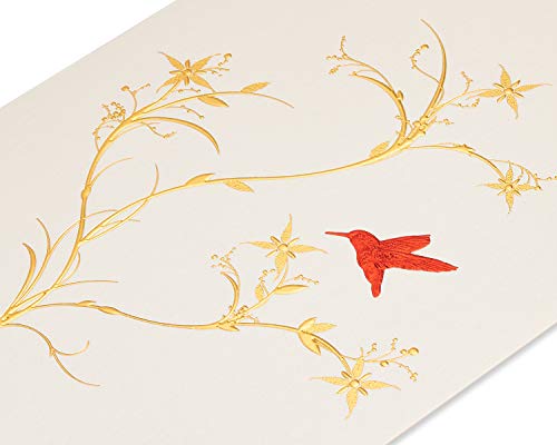 Papyrus Blank Greeting Card - Red Hummingbird Foil Design