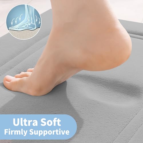 Cupic Cupid Memory Foam Bath Mat, Non-Slip Bathroom Rug, Gray 20" x 32"