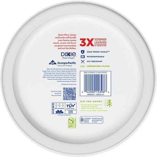 Dixie Ultra Disposable Paper Plates - 8.5 Inch Lunch & Dinner Size - 300 Count (10 Packs of 30)