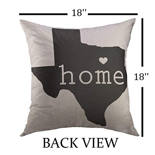 Texas Map Decorative Throw Pillow Cover - 18x18 Inch Cotton Linen Cushion Case