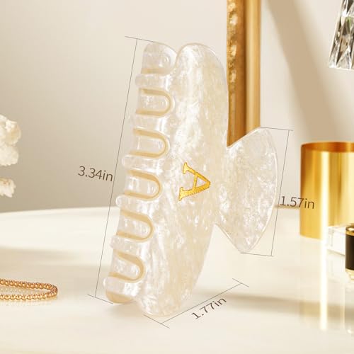 Fycert Initial Hair Claw Clip - Medium Gold Acrylic Letter Hair Accessory