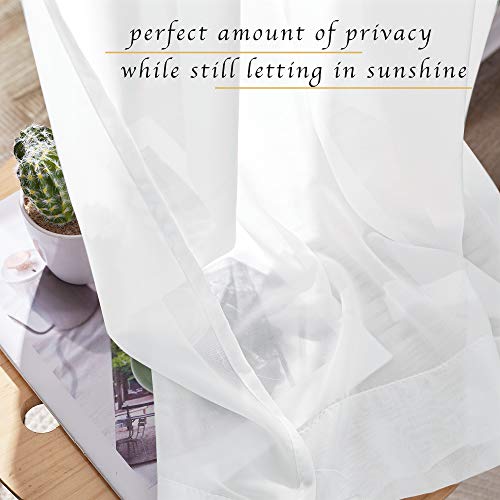 NICETOWN White Sheer Curtains 55"W x 84"L (2-Pack) - Chiffon Semi Sheer Panel