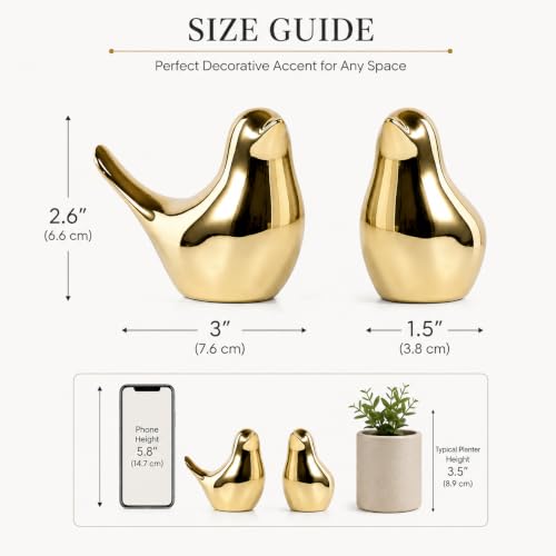 Small Gold Bird Figurine Set – Modern Decorative Sculptures