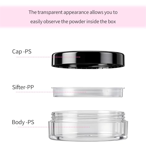 Loose Powder Container 10ml Refillable Travel Jars 4 Pcs