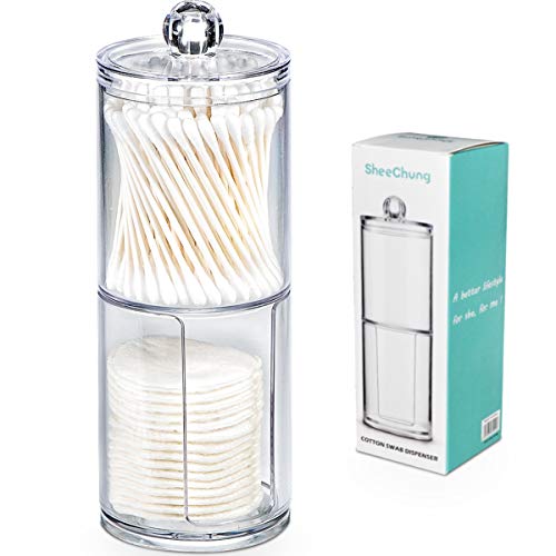 SheeChung 2-Pack Acrylic Cotton Holder Canisters - Vanity Storage