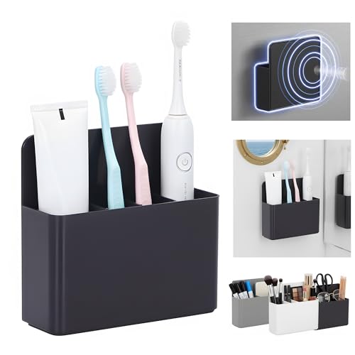 Magnetic Toothbrush Holder - Black Wall-Mount Organizer for Cruise Cabins