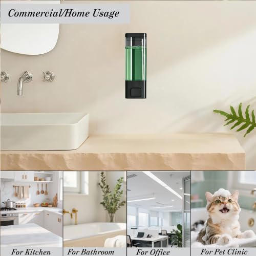Wall-Mounted Manual Soap Dispenser - 350ml Black Plastic