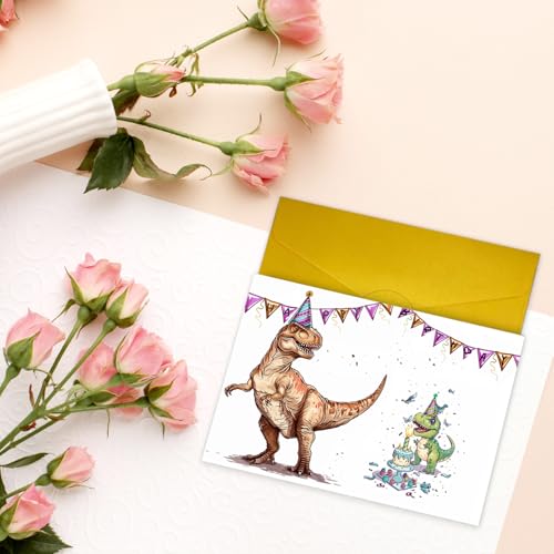 Cute Tyrannosaurus Birthday Card for Kids - Fun Dino Design