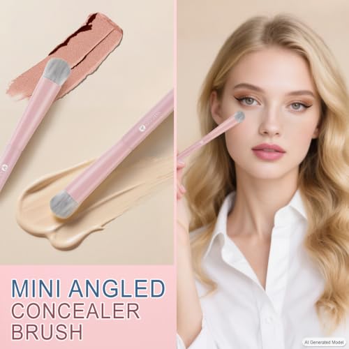 KINGMAS Flat Top Kabuki Foundation Brush & Concealer Makeup Brush Pink
