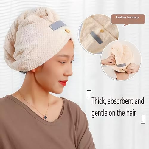 Microfiber Hair Drying Towel Turban 2-Pack - Quick-Dry Absorbent Wrap