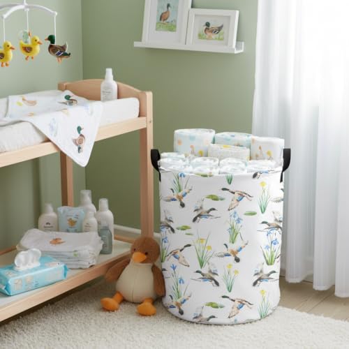 HEFEICZ Mallard Duck Laundry Hamper - Large Collapsible Toy Storage Basket B