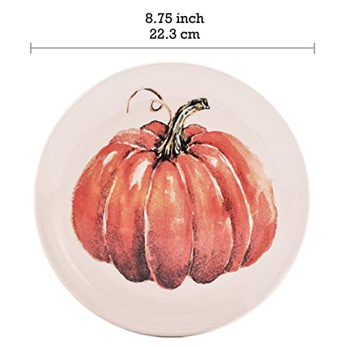 Bico Pumpkin Feast Salad Plates Set of 4 - 8.75 Inch Ceramic Dinnerware for Salad & Appetizers