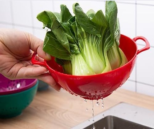 ASEANAO Heavy Duty 6 Inch Mini Food Colander with Double Handles for Fruit Vegetable BPA Free (Transparent green)