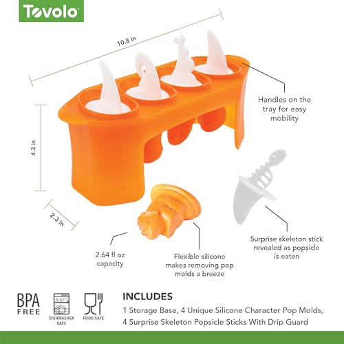 Tovolo Dinosaur Ice Pop Molds - Set of 4 Silicone Popsicle Makers