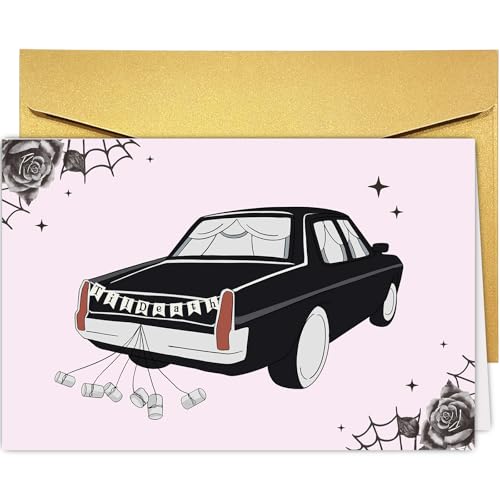 Gothic Halloween Anniversary Card Spooky Hearse Greeting Card