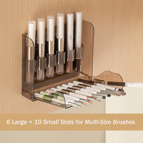 Clear Wall-Mounted Makeup Organizer with 16 Slots - MORNITE