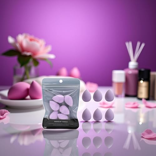 6 Pcs Mini Makeup Sponge Set Purple Small Beauty Blender Sponges
