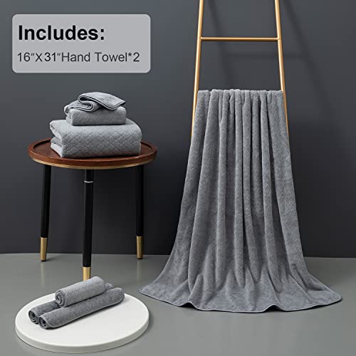 Ycosy 2 Pack Grey Hand Towels - Ultra Soft, Quick Dry Microfiber