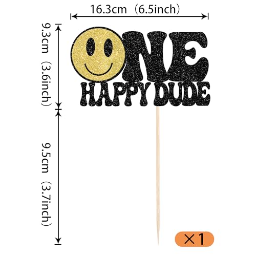 Happy Dude Cake Topper - First Birthday Decorations, 6.6" x 8.7"