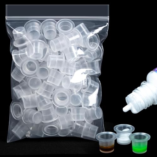 RAQEHO Plastic Tattoo Ink Caps 100PCS Small Non-Spill Cups Mini Size