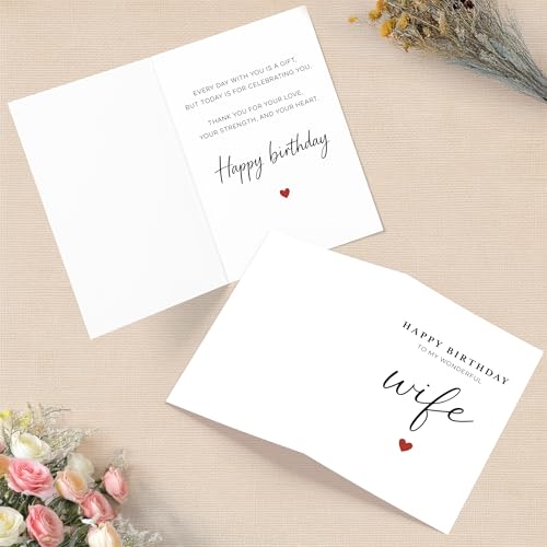 Wonderful Wife Birthday Card with Envelope - Romantic Gift