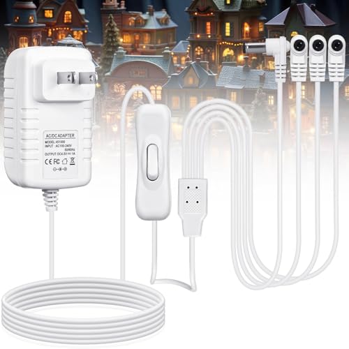 Relaxweex 4 Output Heads Power Adapter with Switch - White, 4.5V, 4-Outlet