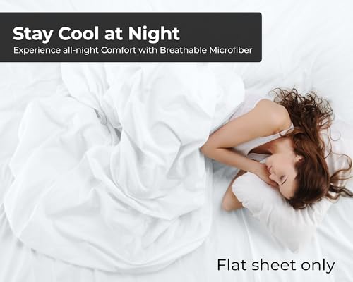 Royale Linens Queen Flat Sheet - Ultra Soft Microfiber, Wrinkle Free