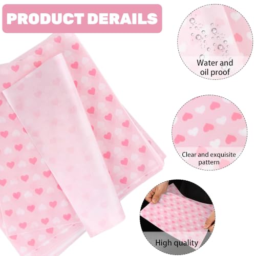 Acasimo Cordate-Pink 12x12 Inch Dry Waxed Deli Paper Sheets - 100 PCS