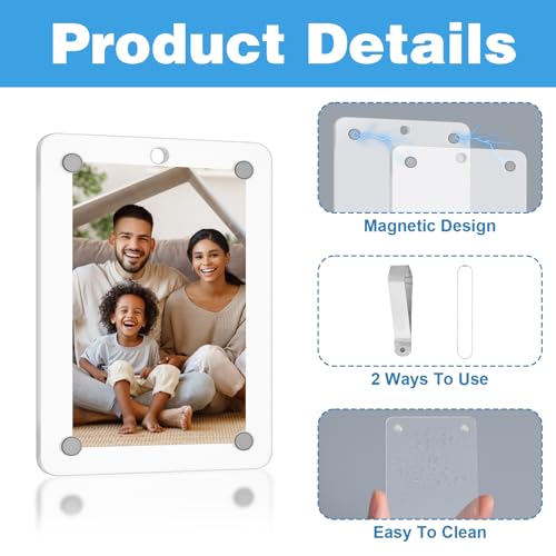 2PCS Magnetic Car Picture Holder - Acrylic Photo Frame for Rear View Mirror