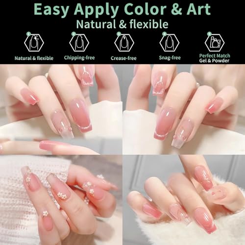 LEYKOSH Medium Coffin Nail Tips, 216 Pcs Clear Soft Gel Fake Nails