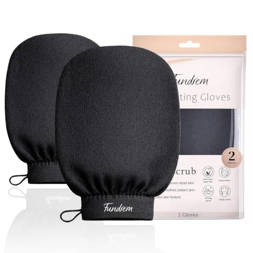 Fundrem Exfoliating Gloves 2 Pack - Korean Kessa Body Scrubber Mitt