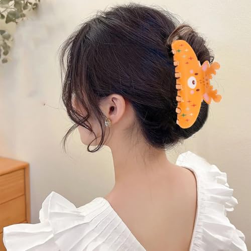 Christmas Hair Claw Clips 2Pcs Snowflake Elk Non-Slip Hair Accessories