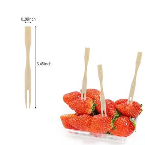 100 Pack Bamboo Appetizer Forks - Eco-Friendly Mini Forks for Charcuterie & Cocktails