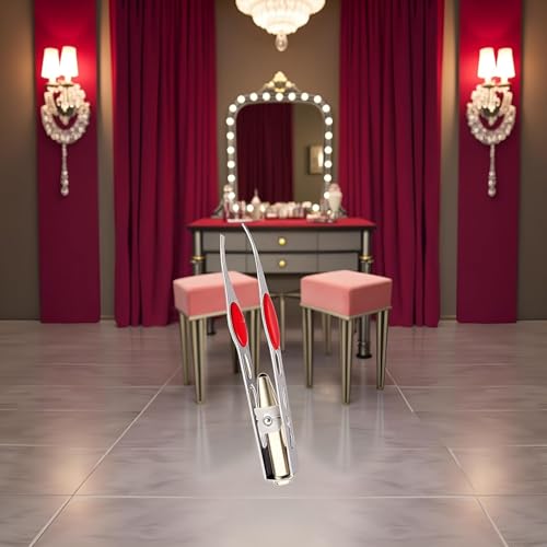 ZLmoue LED Light Silver Tweezers for Eyebrow Shaping and Hair Removal