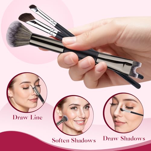 Sokfone Dual-End Nose Contour Brush, 2-in-1 Angled Makeup Brush for Sculpting