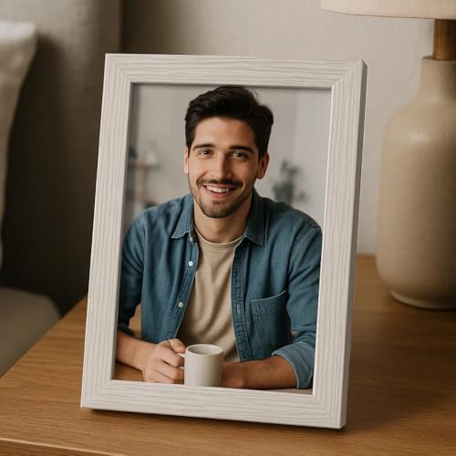 Set of 2 White 4x6 Picture Frames with High Definition Glass
