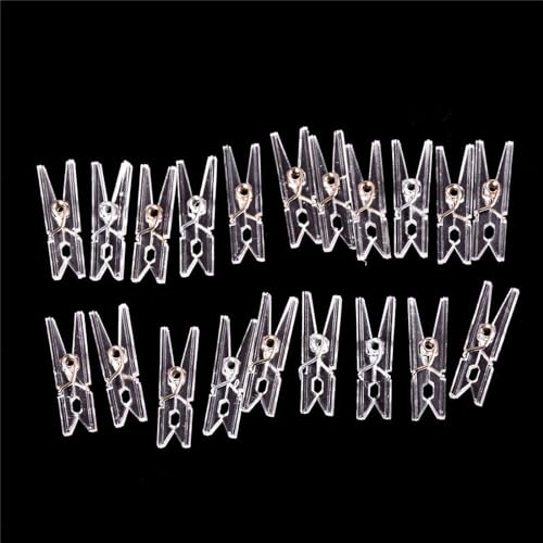 20 Clear Plastic Mini Clothes Pins for Crafts & Laundry