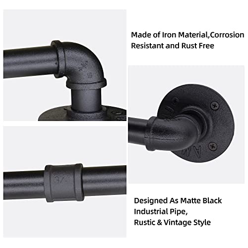 DSDS Industrial Pipe Towel Bar - Heavy Duty Rustic Wall Mounted Towel Rack