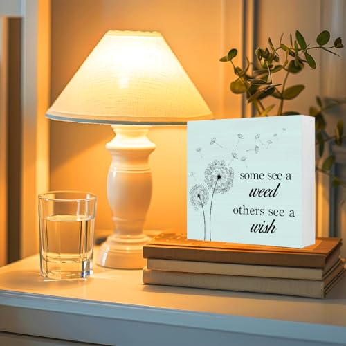 Inspirational Dandelion Quote Wooden Sign - 5x5 Desk Decor