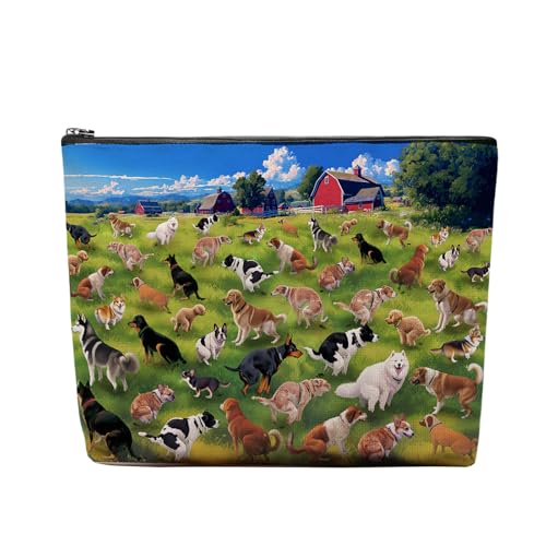 Dog Doodle Art Makeup Bag Cute Puppy Cosmetic Pouch for Women