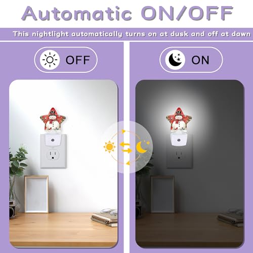 Snowman Bird Nightlight with Auto Sensor - Christmas Night Light for Bedroom, Nursery, Hallway, Gift - Snowman Bird Variation