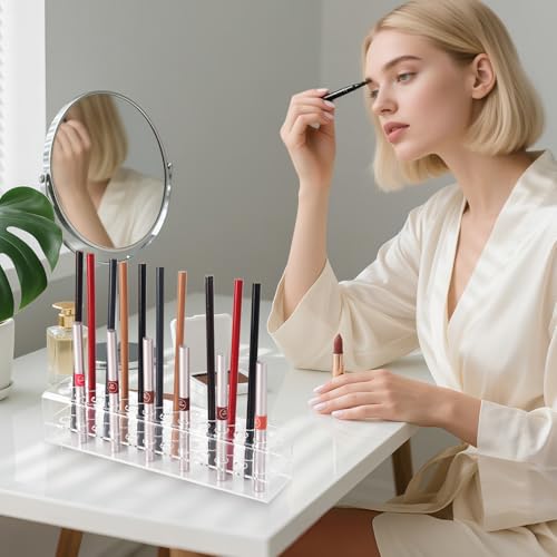 Acrylic Lip & Eyeliner Organizer with 20 Slots - Makeup Display Case