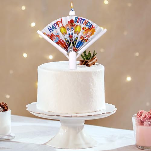 Gosknor Pop Up Clown Birthday Candles 2Pcs Novelty Fan Cake Decor