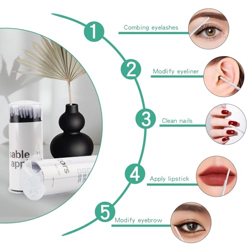 Mekupeu 200 Pcs Disposable Micro Swabs and Eyelash Extension Applicator Brushes