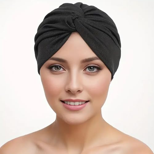 6 Pieces Solid Cotton Women Chemo Hat Stretchy Turban Beanie,Head Wraps Hats Cancer Headwear Beanie Head Covering for Women