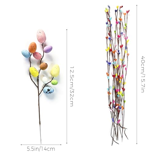 LERAO Easter Egg Decor Set with Artificial Vine Stems - 14 Pieces