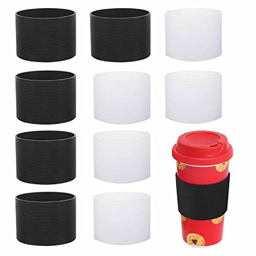 Heat-Resistant Silicone Coffee Cup Sleeves - 10 Pack