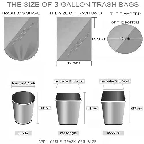 Kjuway Black 3.5 Gallon Trash Bags 150 Count Thick Small Garbage Liners